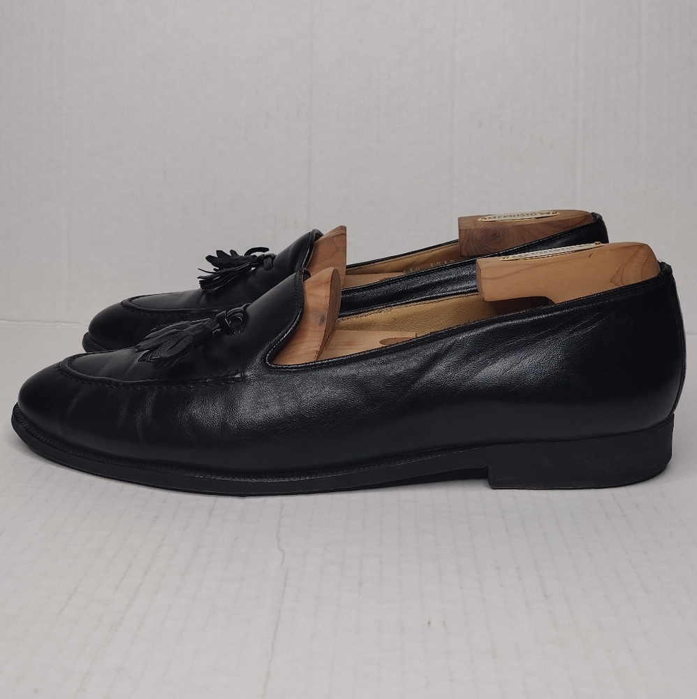 Gucci Men's Black Leather Tassel Slip On Dress Loafers Size 9.5 - Picture 2 of 15